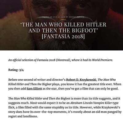 ‘THE MAN WHO KILLED HITLER AND THEN THE BIGFOOT’ [FANTASIA 2018]